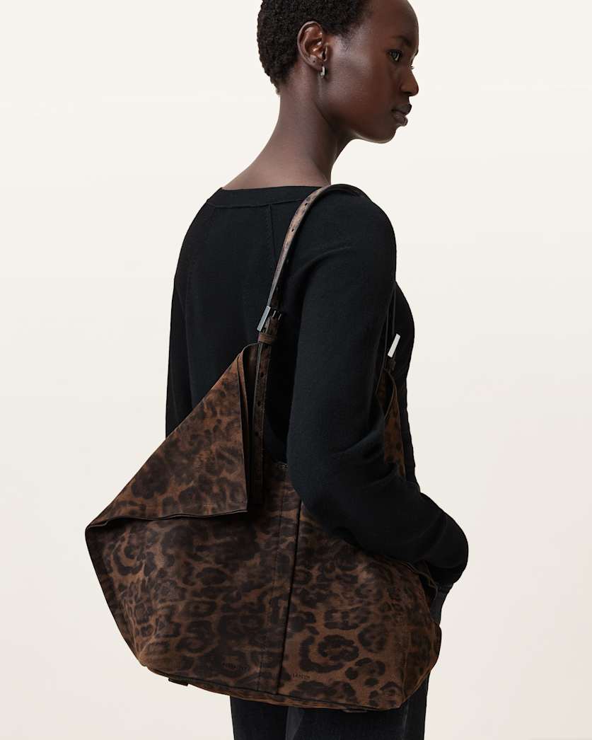 Ara Leopard Print Suede Tote Bag