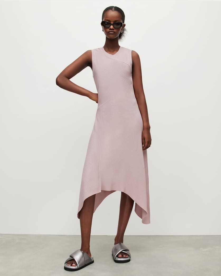 Gia Asymmetrical Ribbed Midi Dress