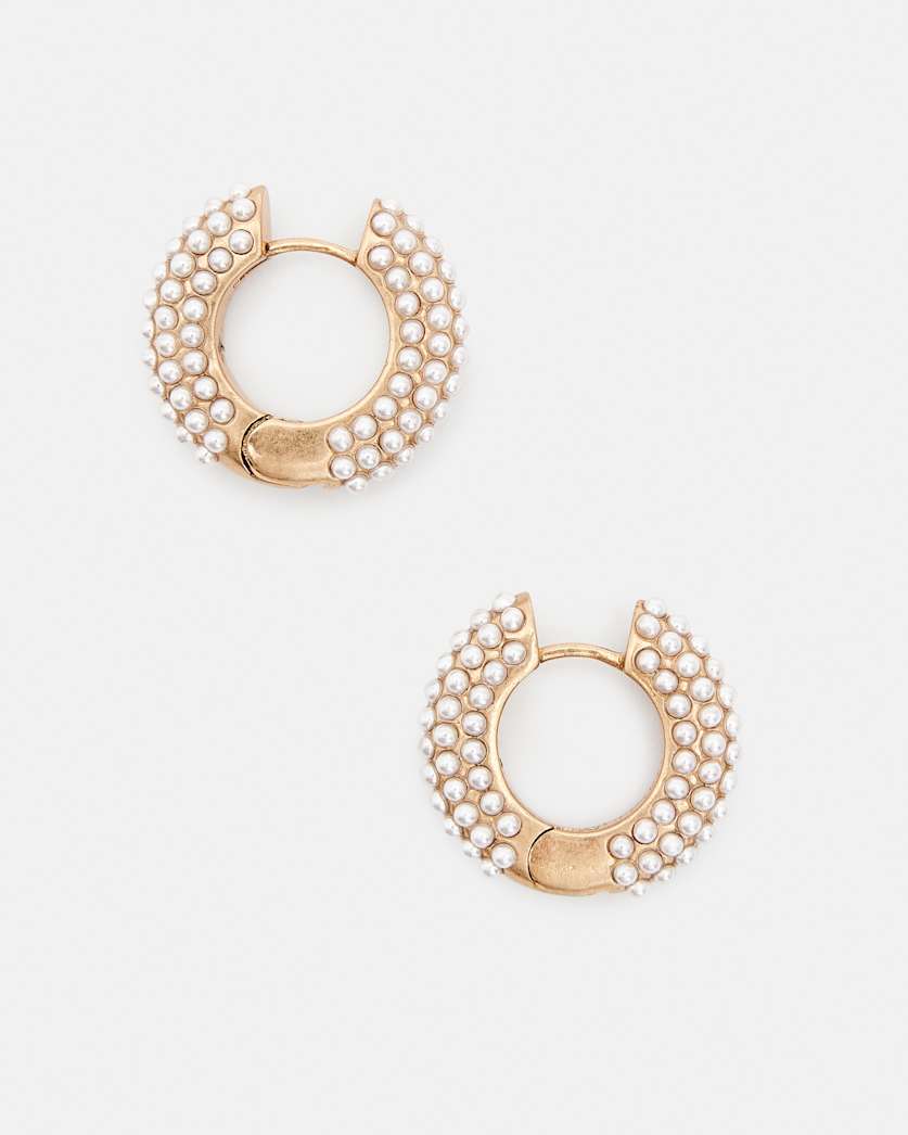 Pearl Beaded Chunky Hoop Earrings