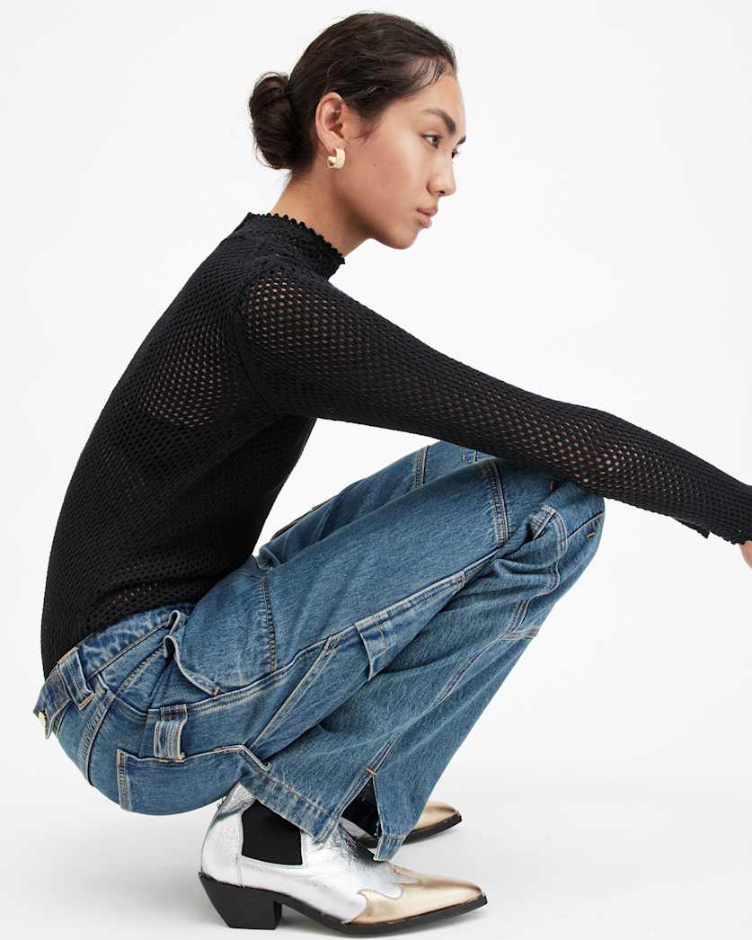 Avril Roll Neck Open Stitch Jumper