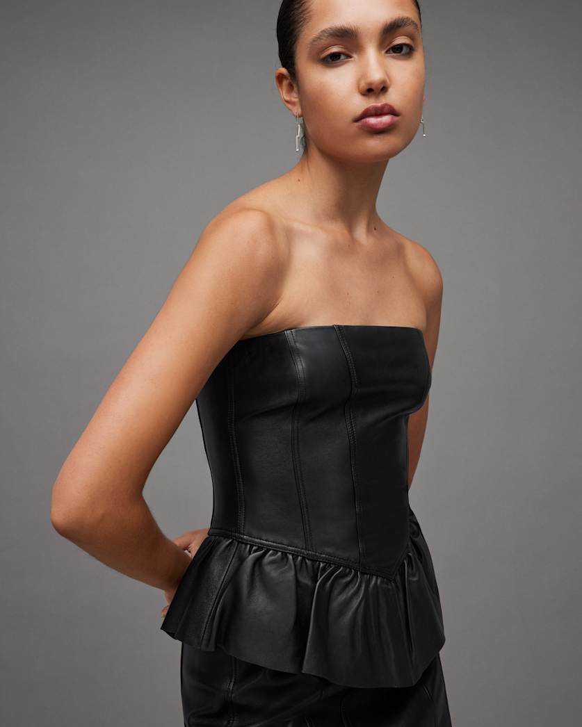 Cassie Leather Ruffle Mini Dress