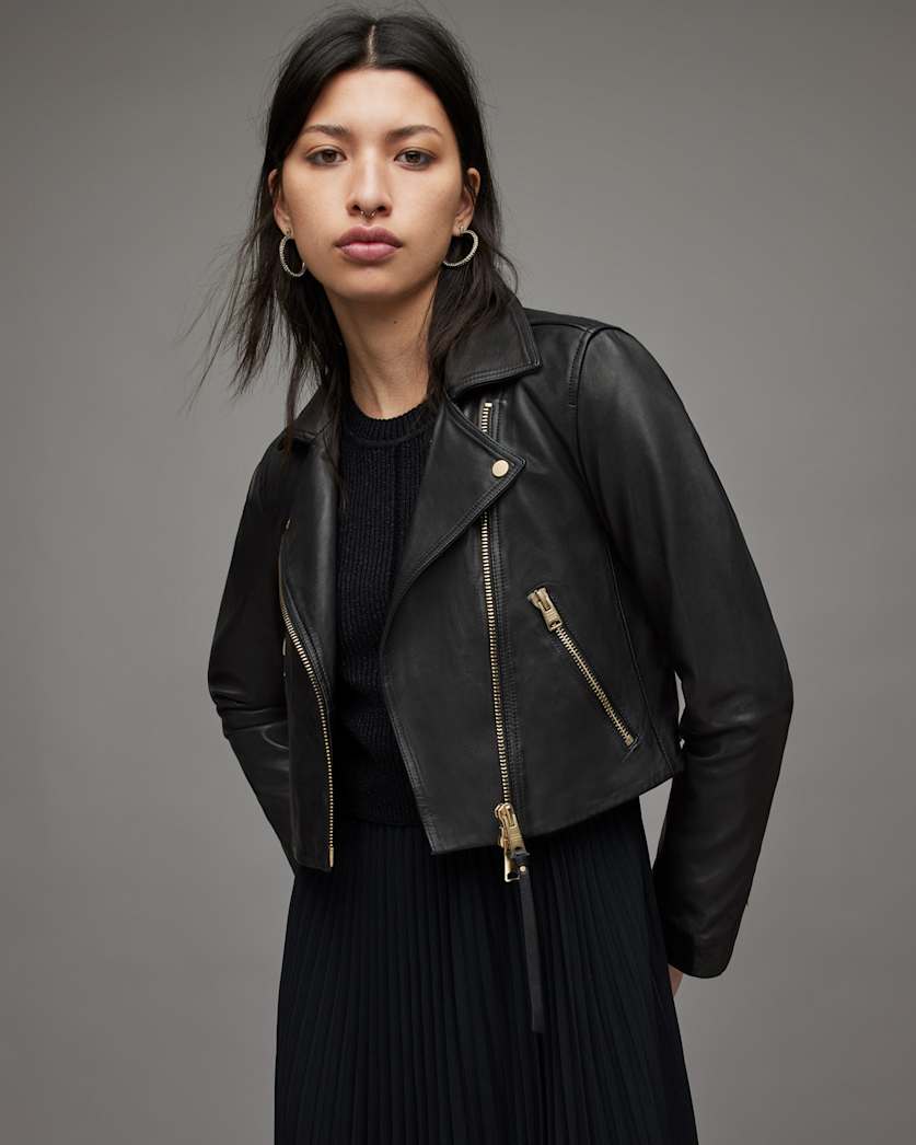 Dalby Cropped Leather Biker Jacket