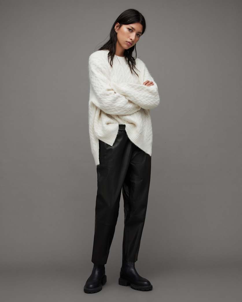 Jen Mid-Rise Leather Jogger Trousers