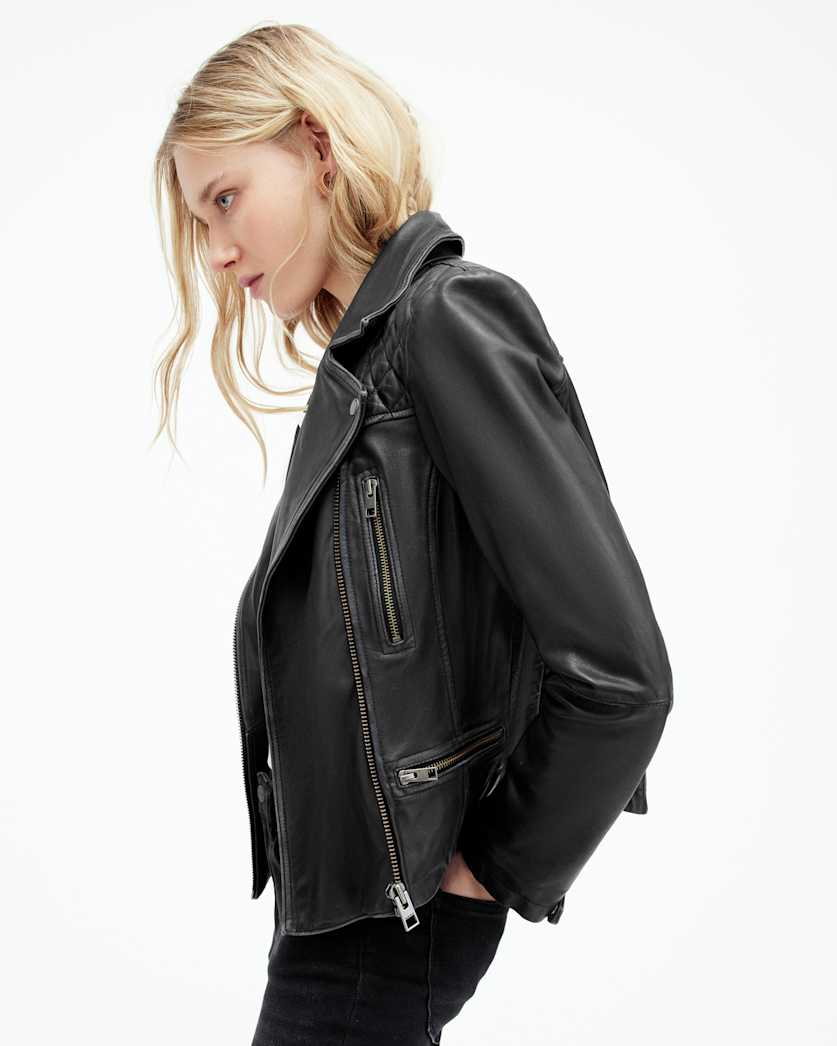 Cargo Distressed Leather Biker Jacket