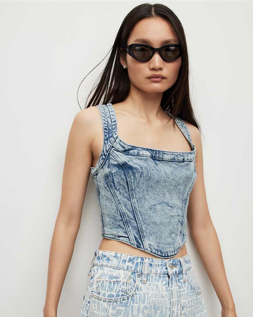 Charli Denim Cropped Corset Top