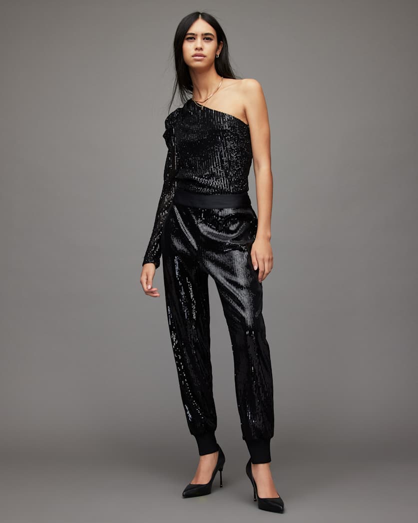 Soraya High-Rise Relaxed Sequin Trousers