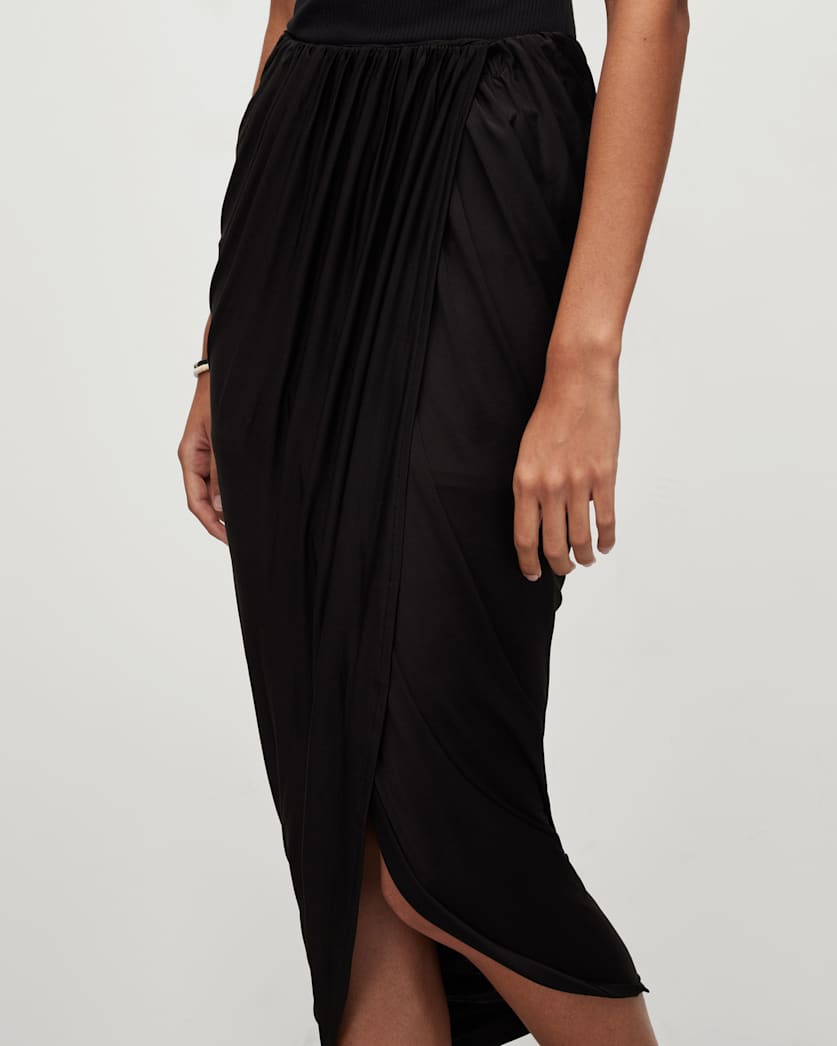 Aurelia Draped Asymmetric Hem Skirt