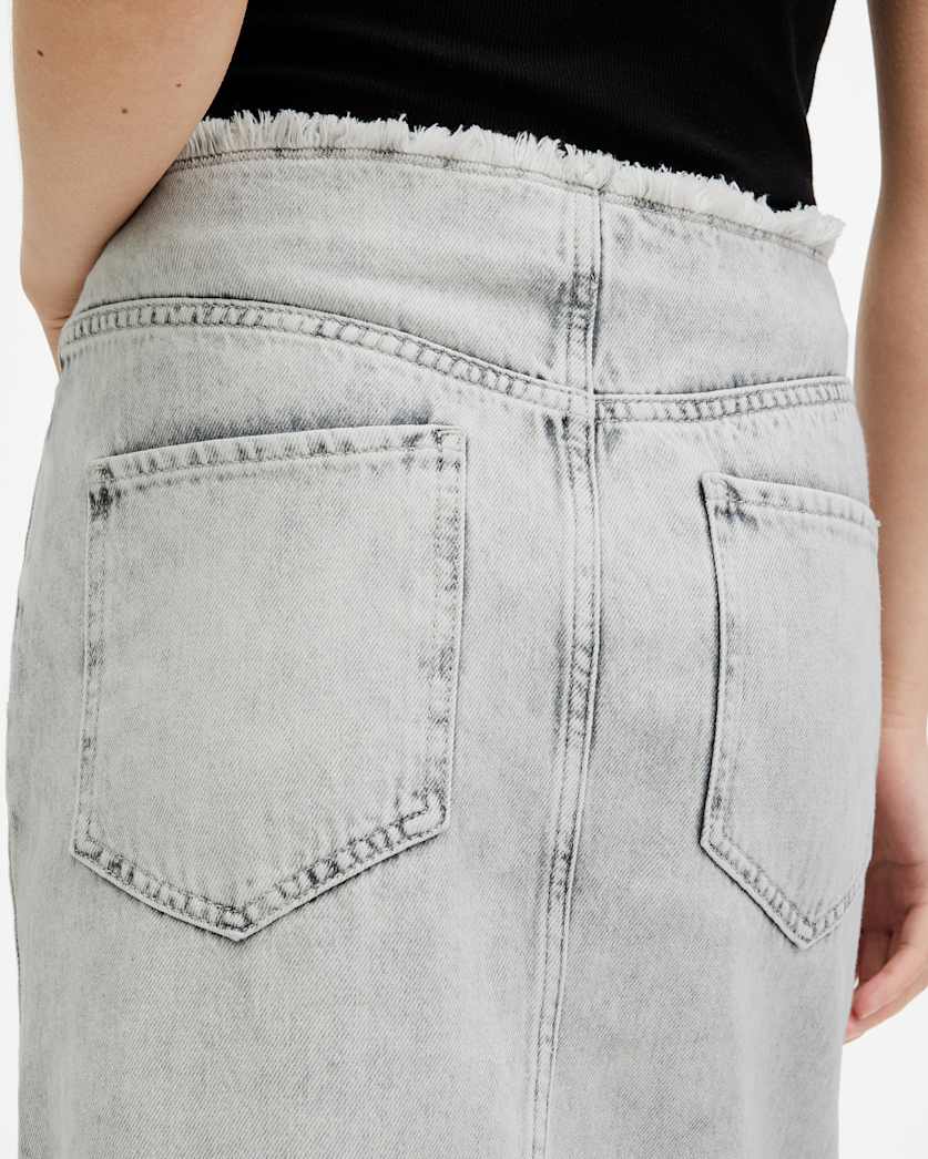 Honor Frayed Denim Maxi Skirt