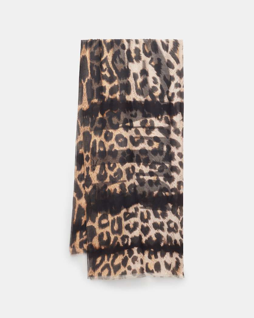 Oppose Leopard Print Oblong Logo Scarf