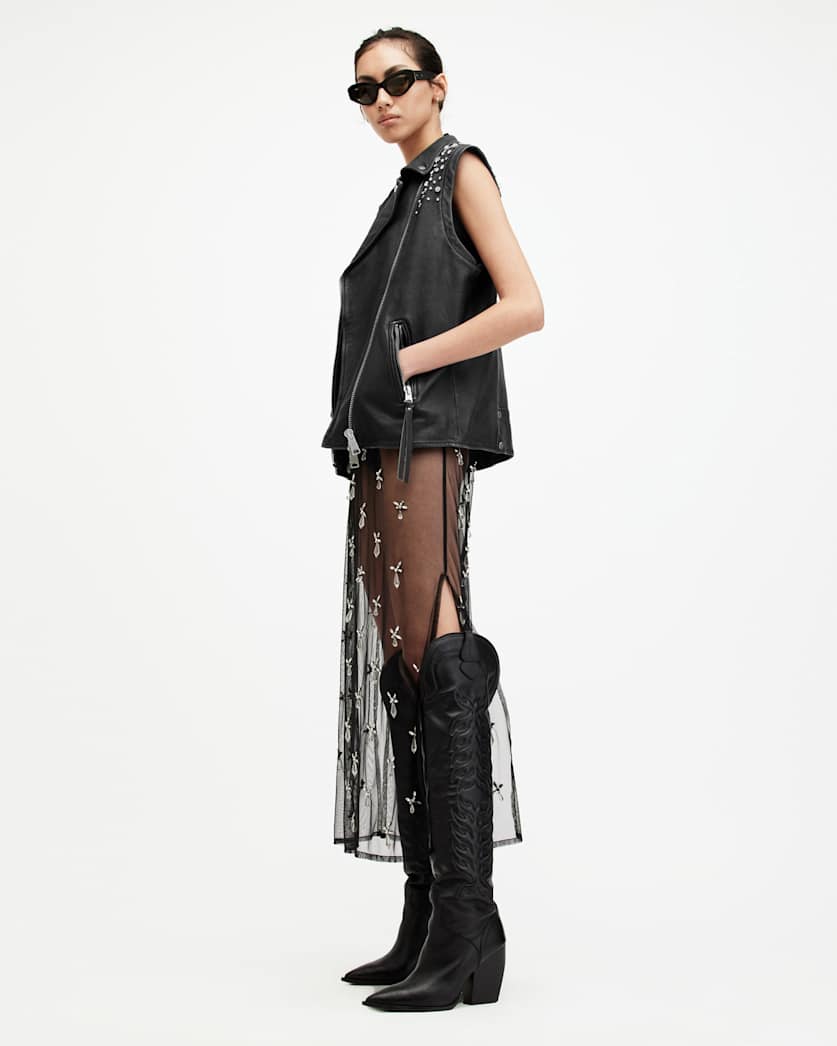 Billie Embellished Leather Gilet