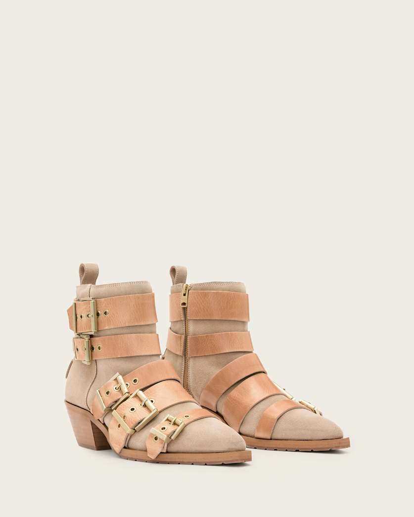 Jane Buckle Pointed Leather Boots