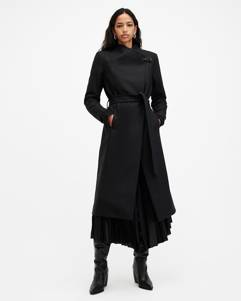 Riley Wrap Around Belted Long Line Coat