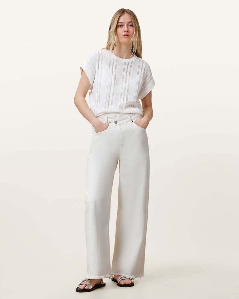 Aki Crossover Wide Leg Denim Jeans