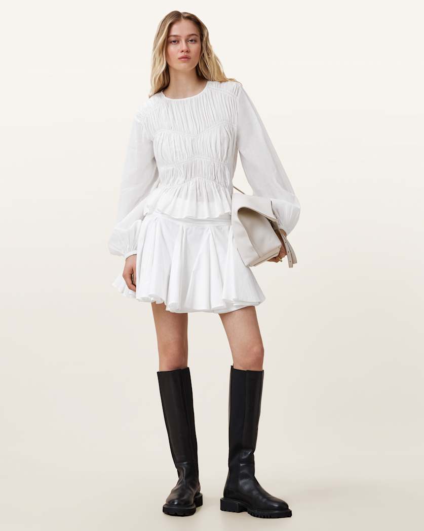 Tulip White Cotton Mini Skirt