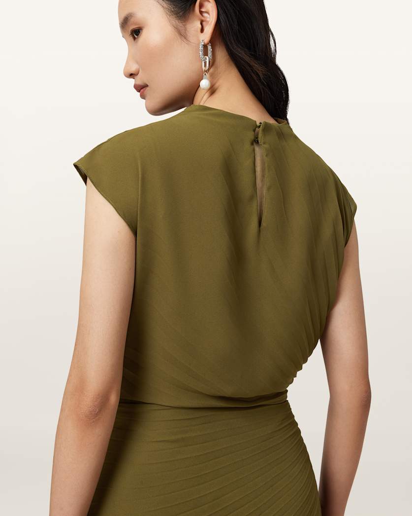 Rayanna Pleated Satin Dress
