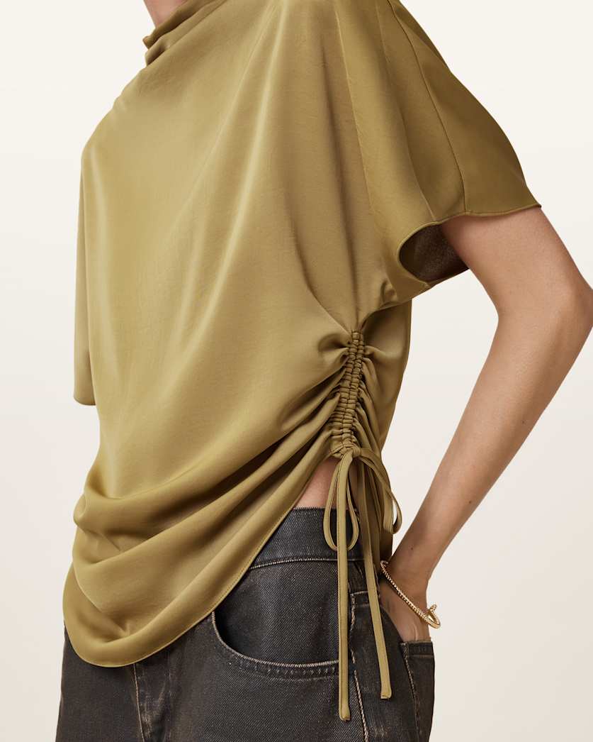 Leslie Satin Short Sleeve Top