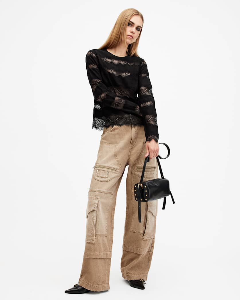 Tiff Lace Panelled Sheer Top