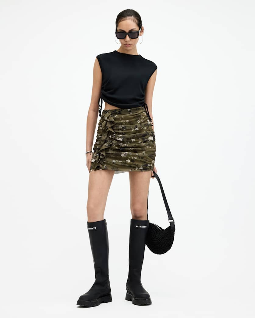 Gloria Mesh Floral Print Kora Mini Skirt