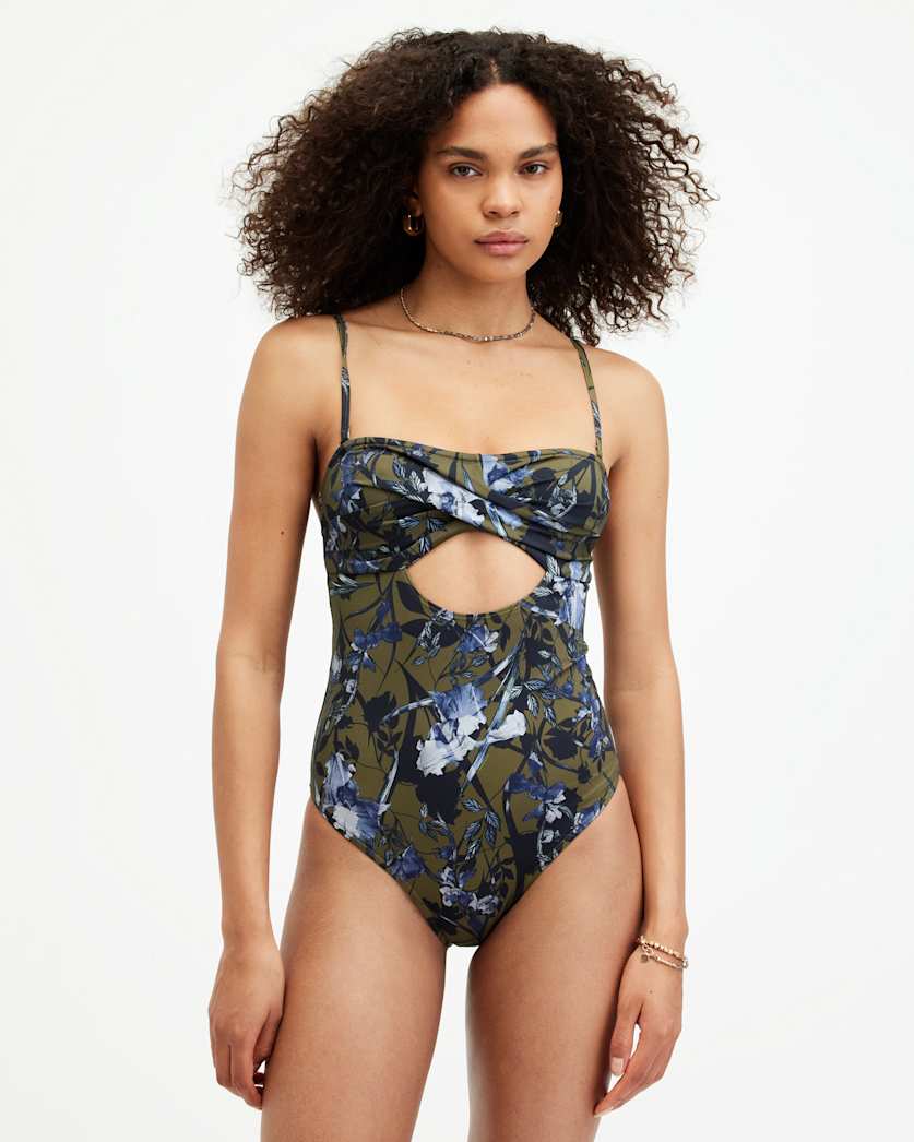 Niki Floral Bandeau Cut-Out Swimsuit