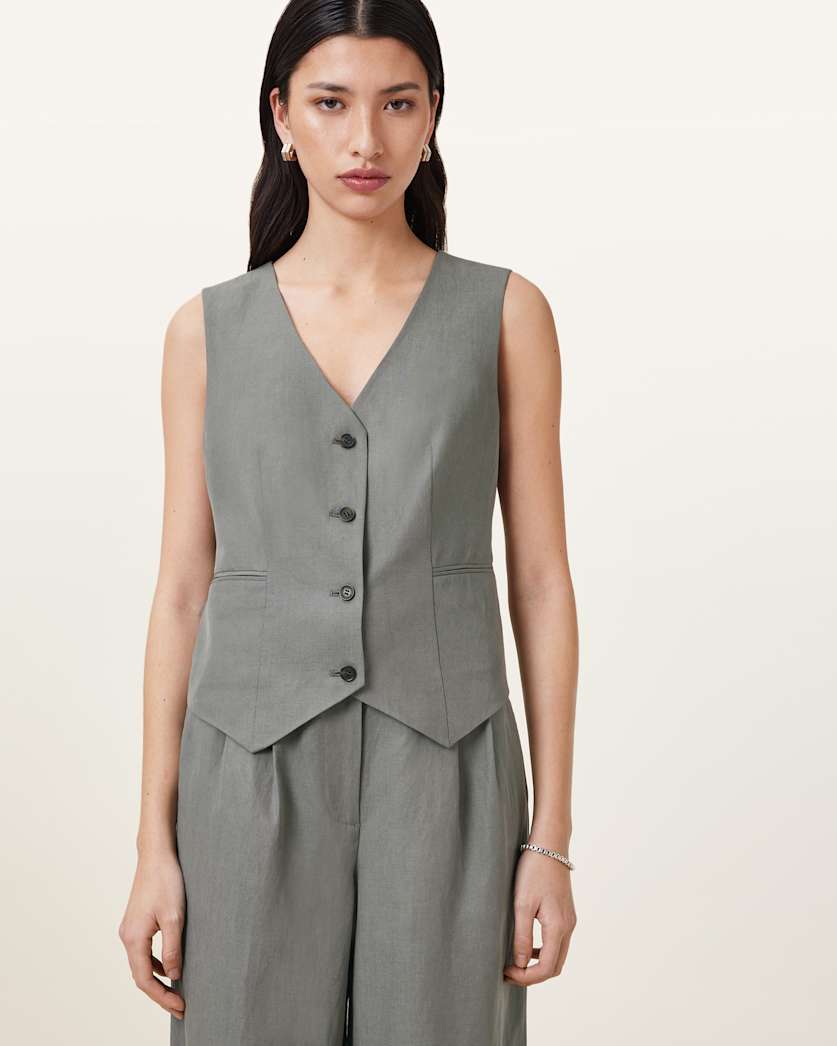 Averie Tencel Relaxed Fit Linen Blend Waistcoat