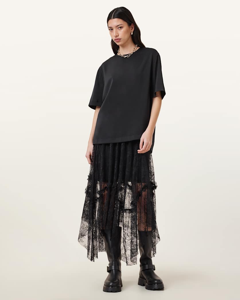 Josie Tiered Lace Midi Skirt