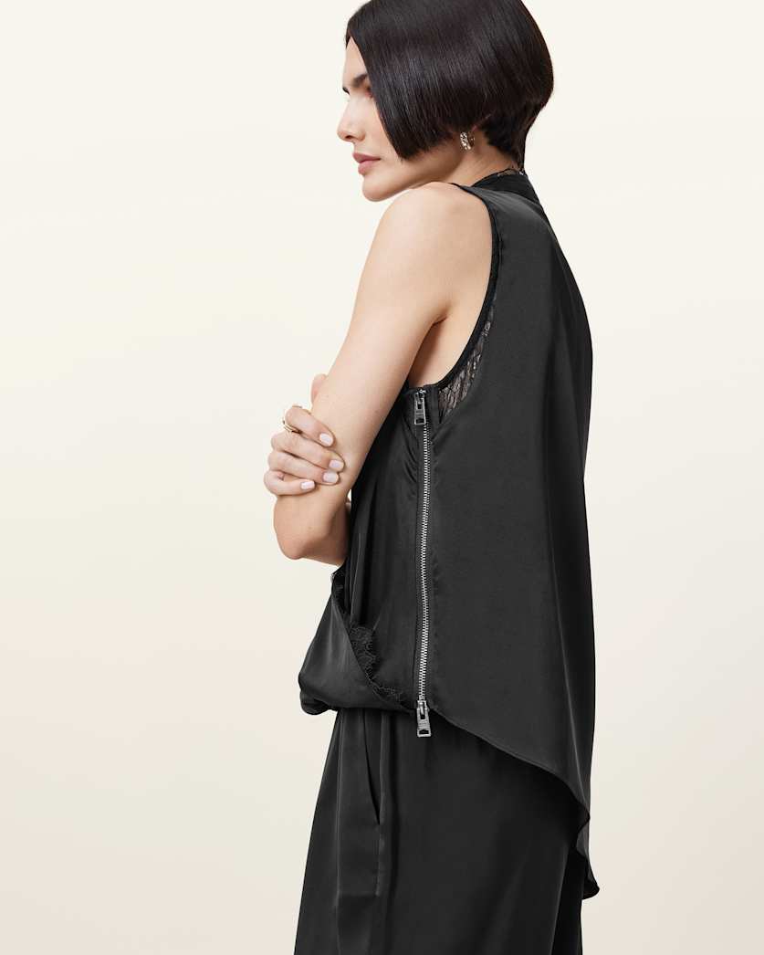 Abi Lace Trim Draped Top
