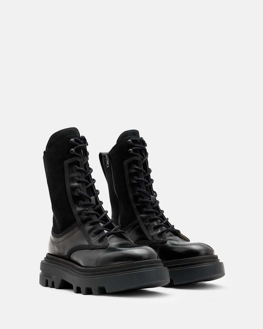 Alexia Lace Up Chunky Leather Boots