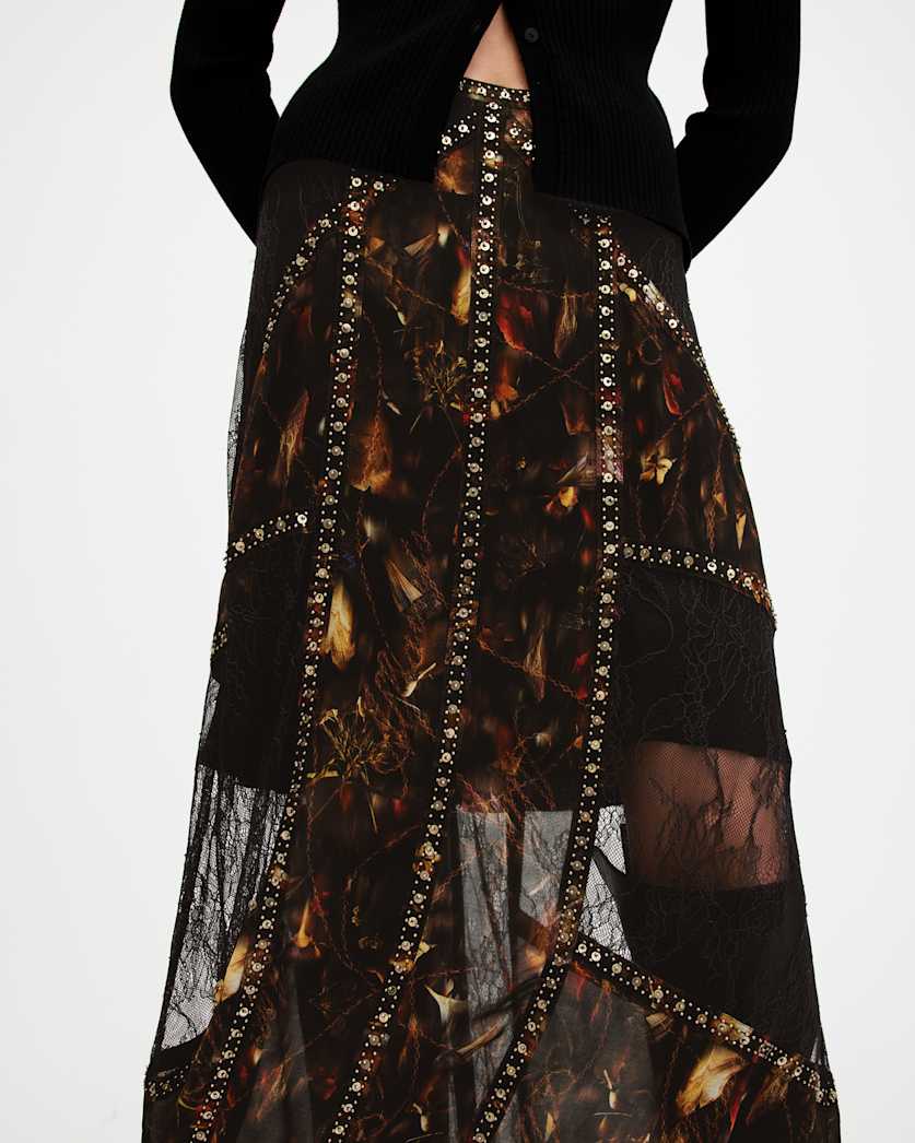 Bryn Embellished Panelled Maxi Skirt