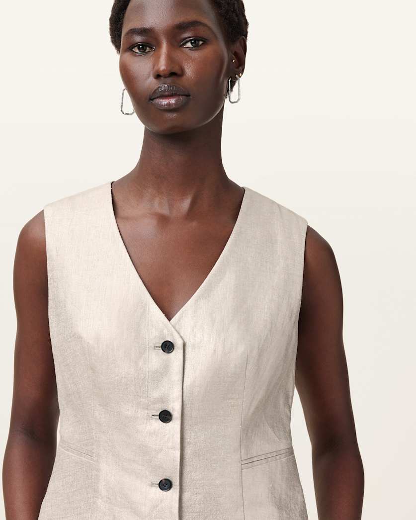 Averie Relaxed Fit Linen Waistcoat