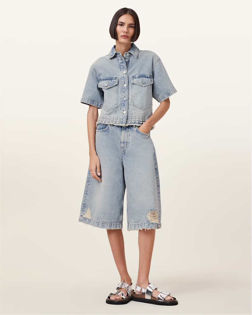 Louie Wide Leg Denim Jorts