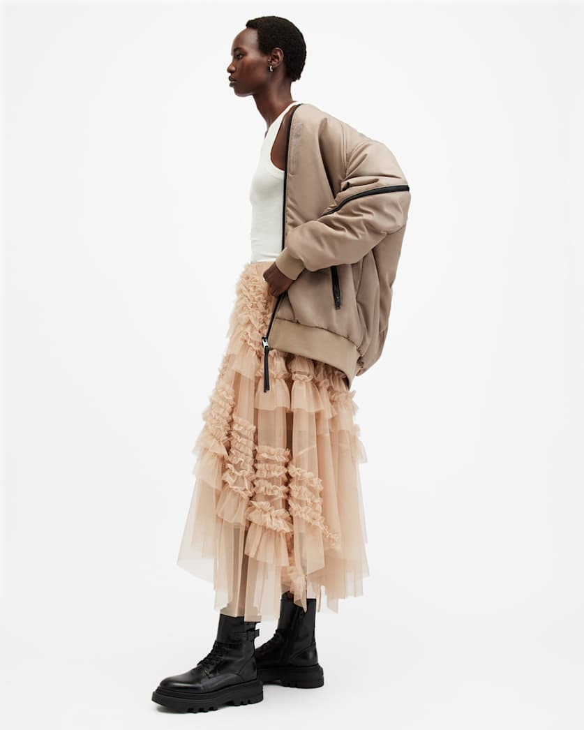 Jen Tulle Asymmetric Maxi Skirt