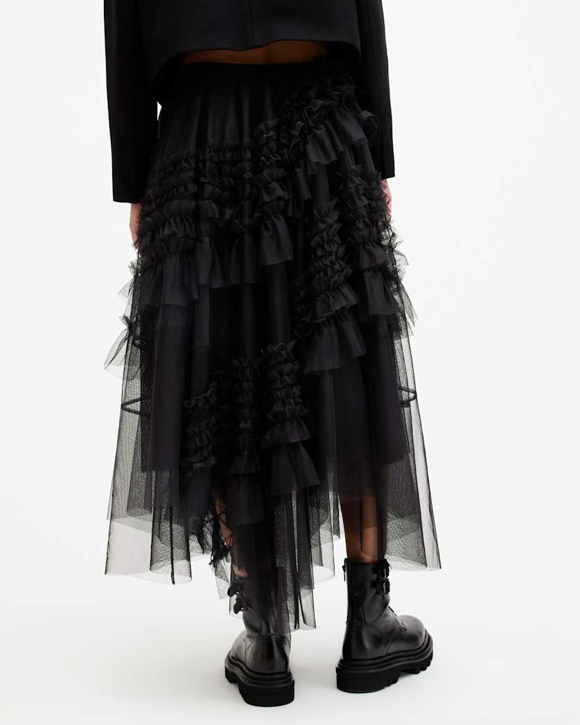 Jen Tulle Asymmetric Maxi Skirt