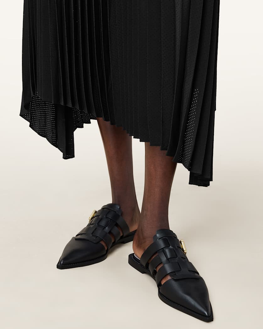 Nala Point-Toe Leather Mules