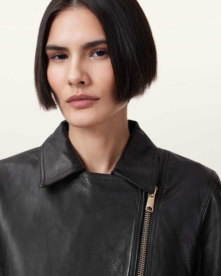 Vela Slim Fit Leather Biker Jacket