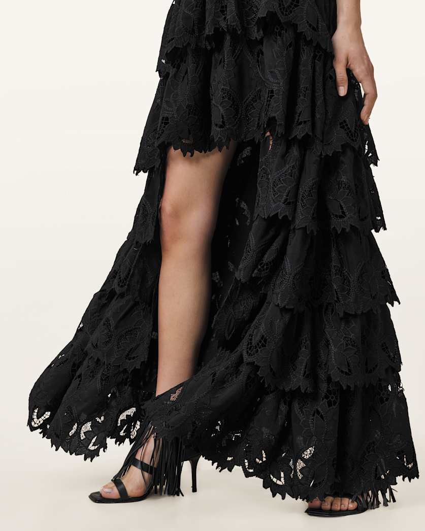 Cavarly Embroidered Maxi Skirt
