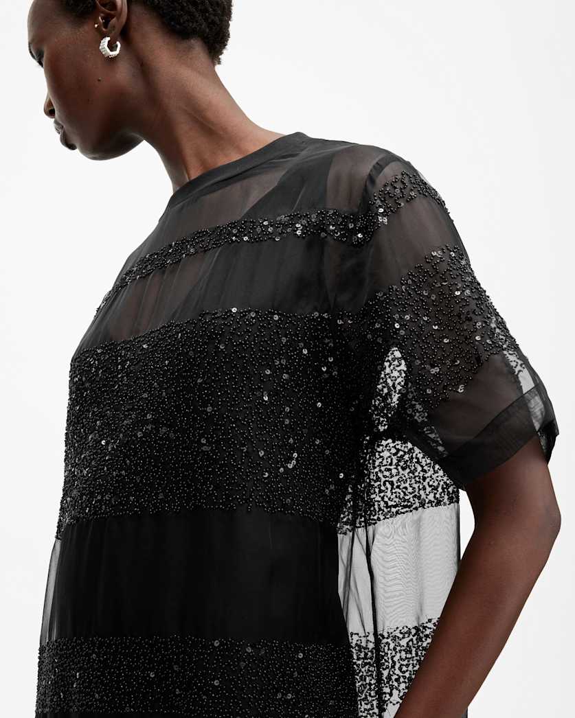 Izabela Embellished Mesh Maxi Dress