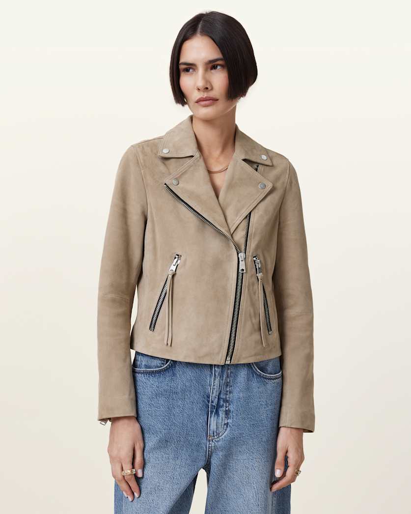Dalby Slim Fit Suede Biker Jacket