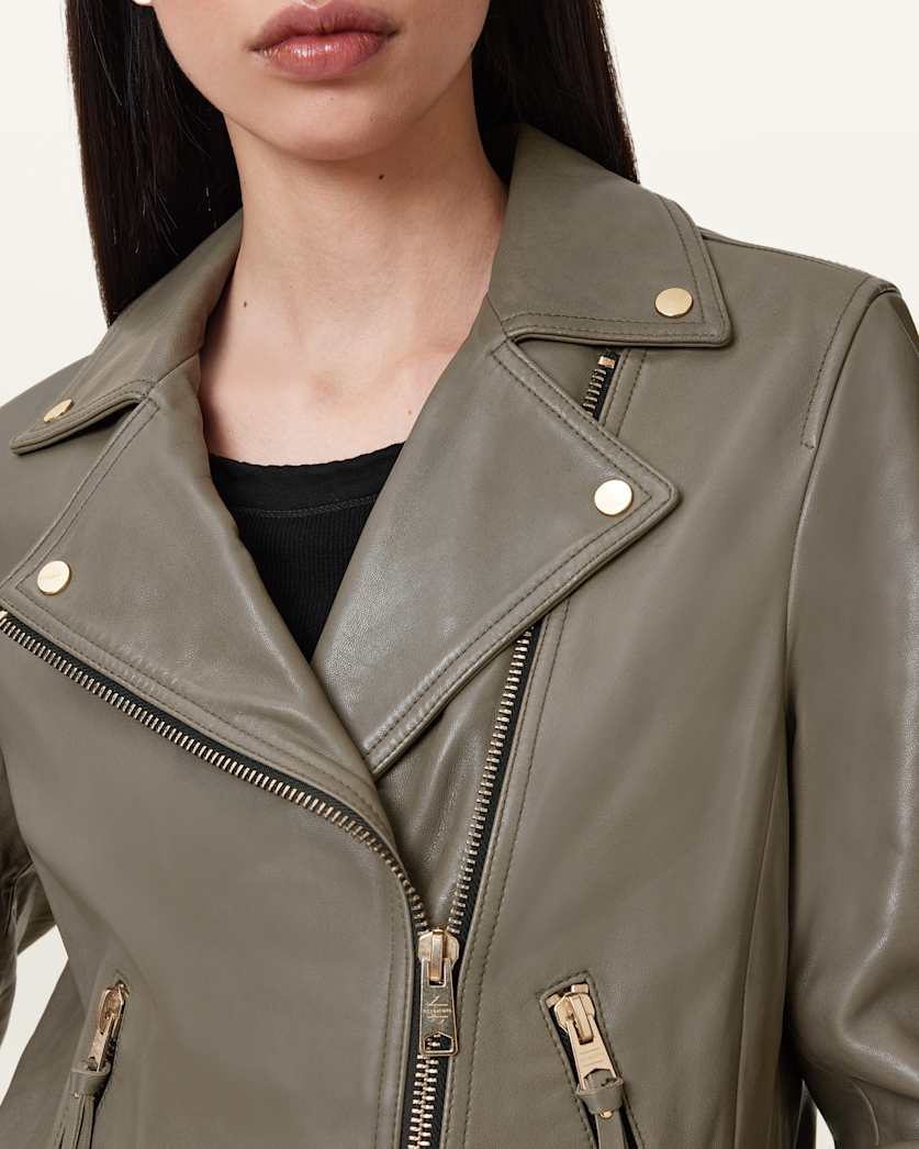 Dalby Slim Fit Leather Biker Jacket