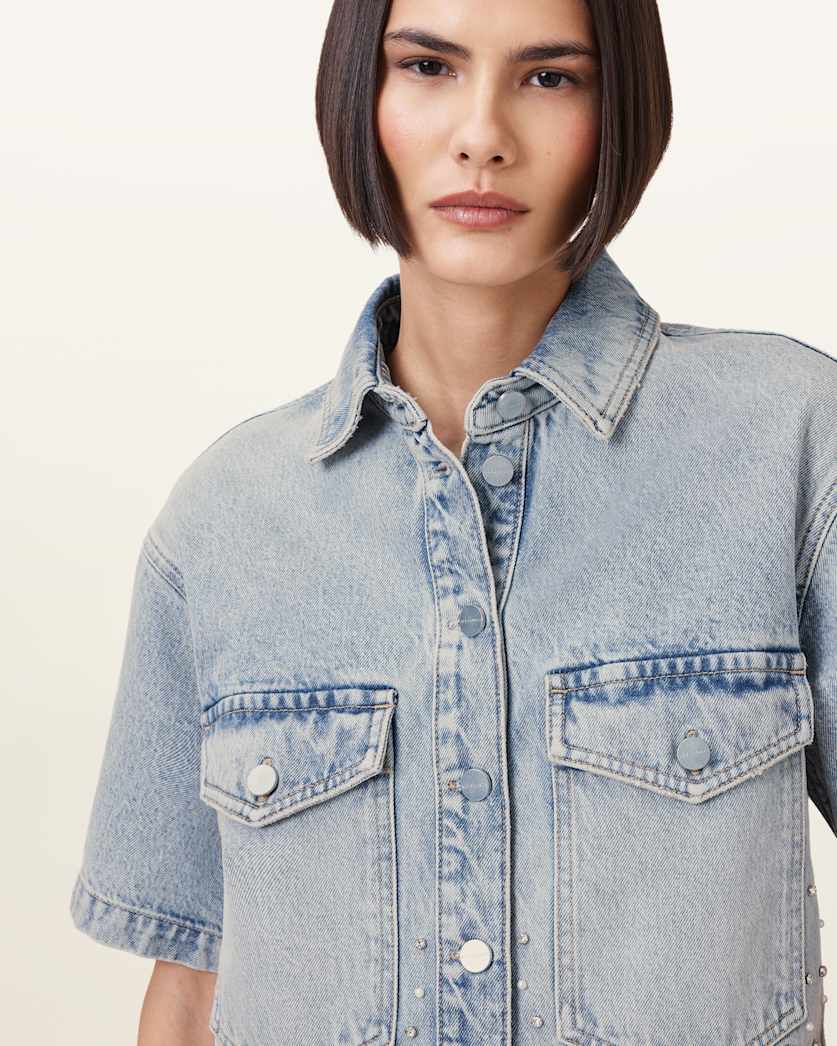 Tove Embellished Oversized Denim Shirt