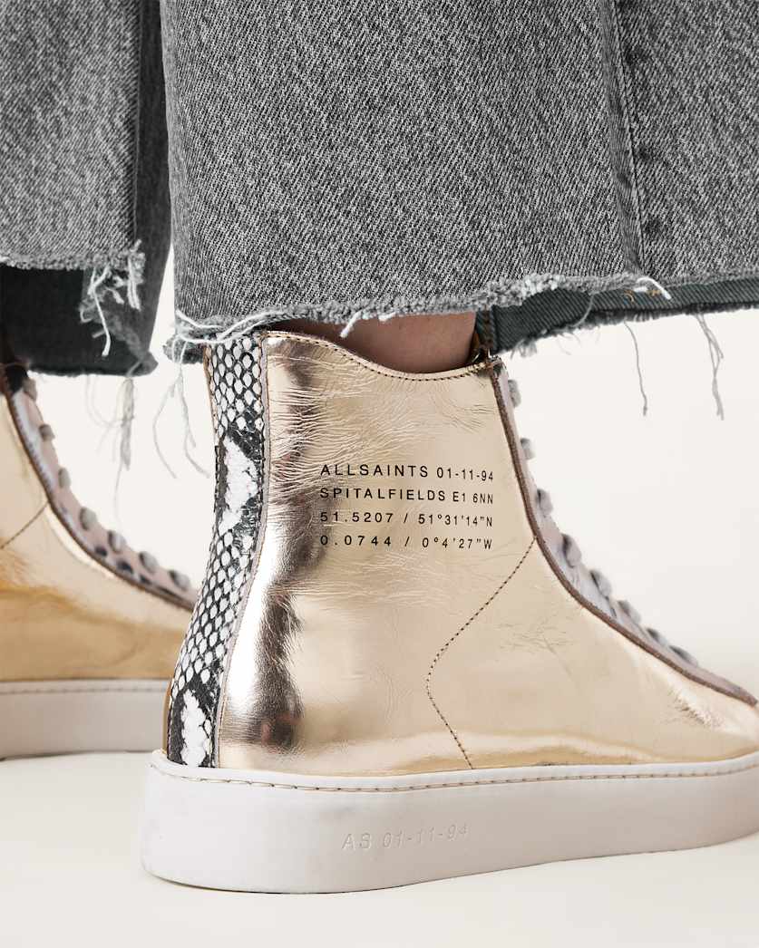 Tana Metallic Leather High Top Trainers