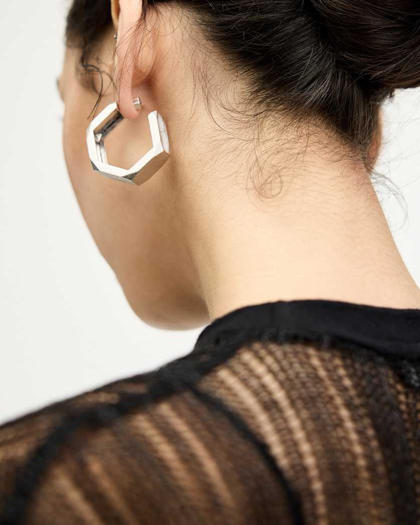 Alex Chunky Hexagon Hoop Earrings