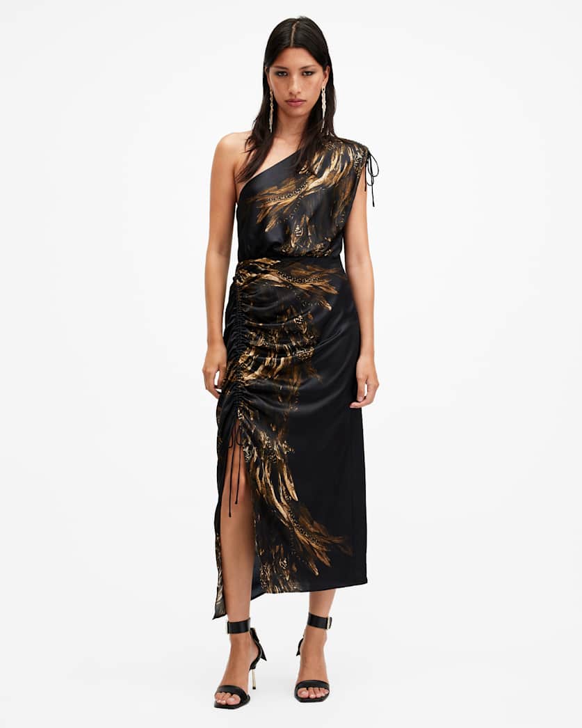 Laura Silk Blend One Shoulder Maxi Dress