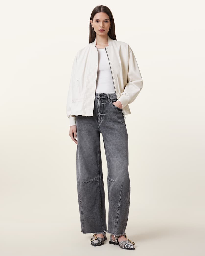 Sofi Drawstring Leather Bomber Jacket