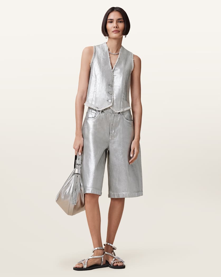 Andrea Metallic Silver Waistcoat