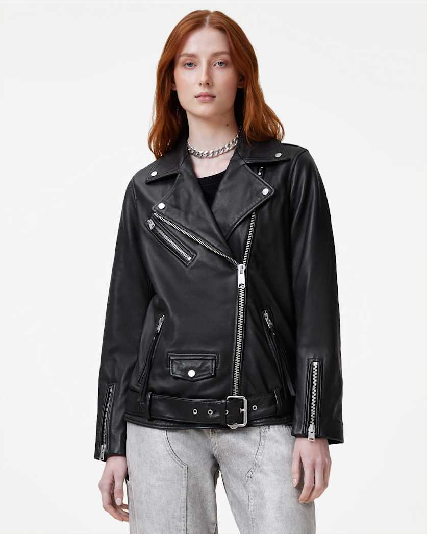 Billie Pearl Embellished Leather Biker Jacket