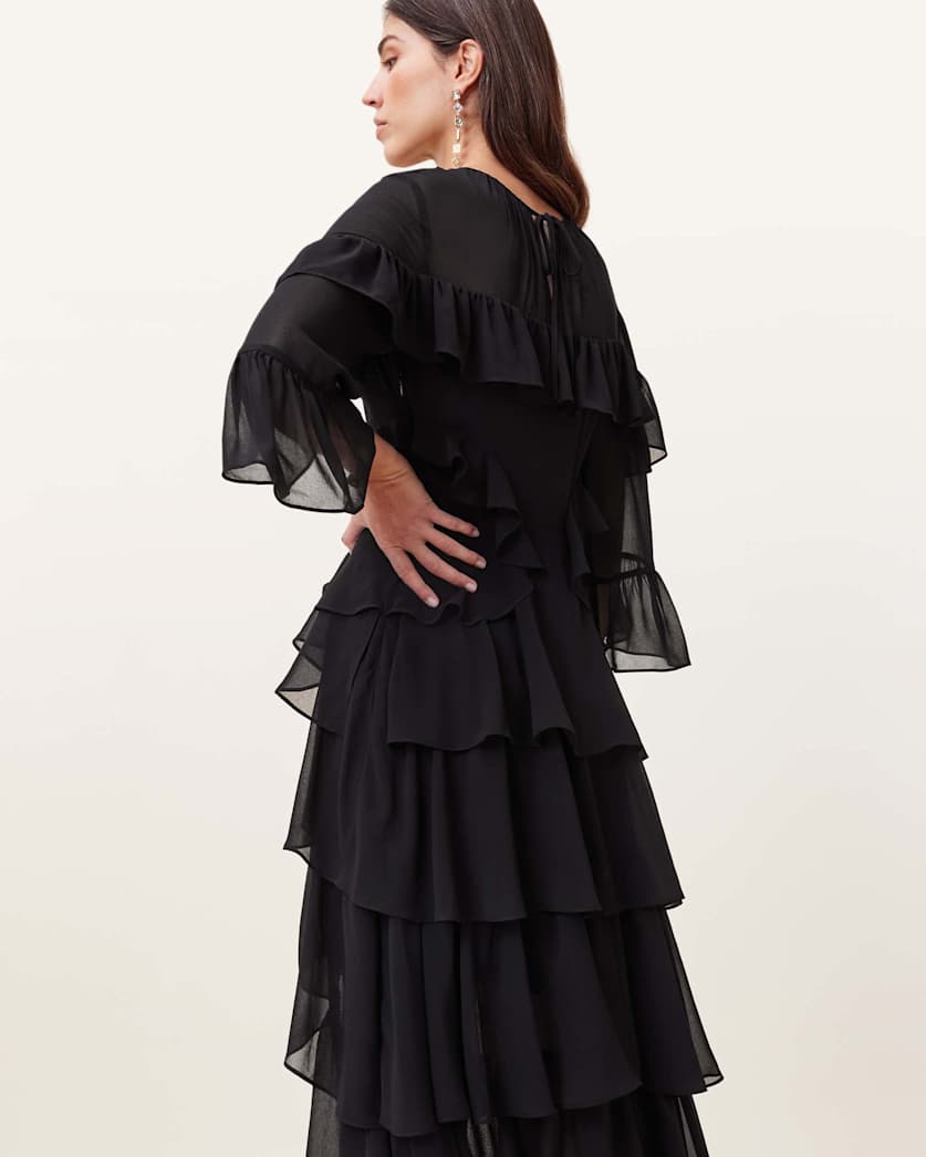 Nat Ruffled High Low Maxi Dress