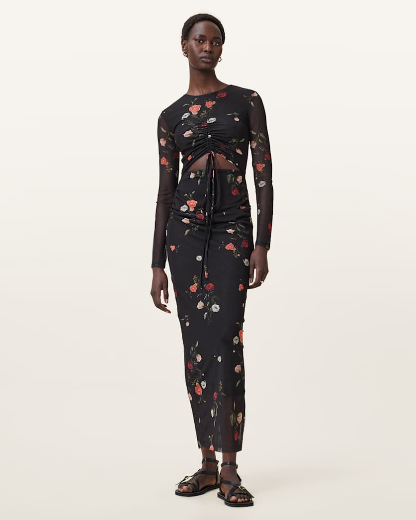 Kathy Print Mesh Maxi Dress