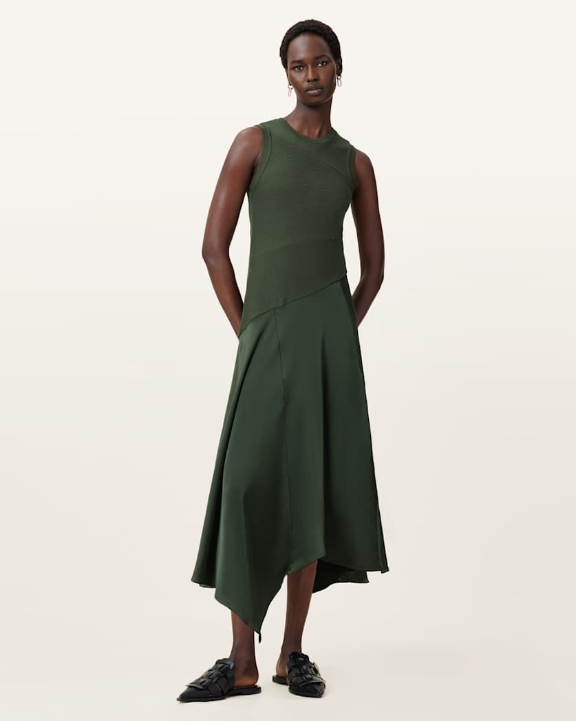 Pia Asymmetric Satin Dress