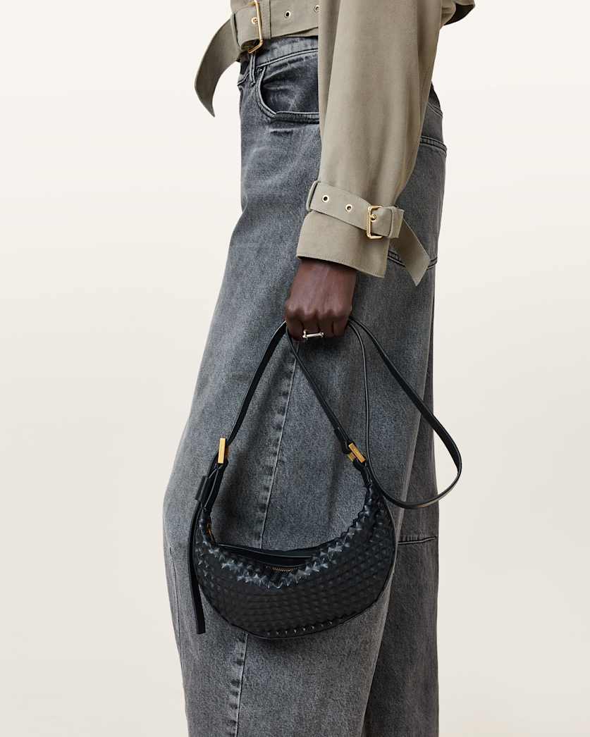 Half Moon Studded Crossbody Bag