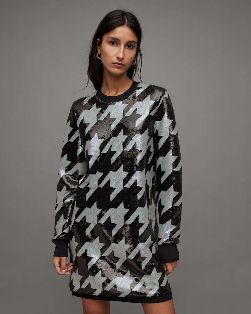 Juela Toni Sequin Check Mini Dress